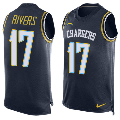 Men's Limited Philip Rivers Nike Jersey Navy Blue - #17 Player Name & Number Tank Top NFL Los Angeles Chargers